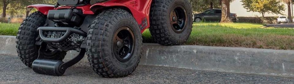 All-terrain mobility scooter tire conquering curb