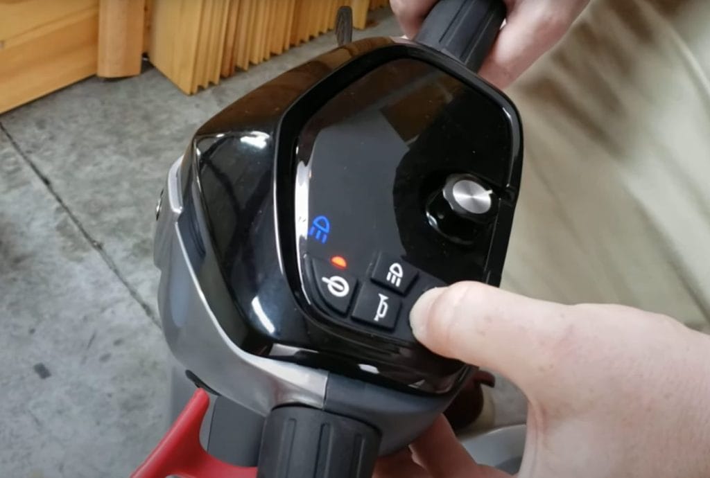 Pressing and holding the Mode button on the EV Rider TeQno control panel