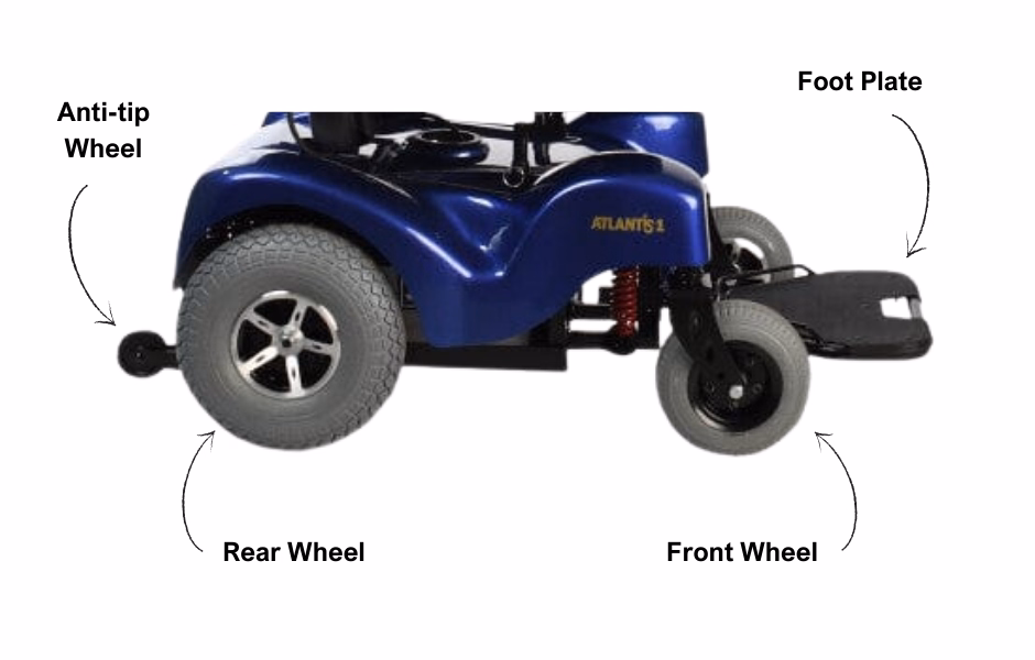 Merits Atlantis Bariatric Wheelchair lower part zoomed