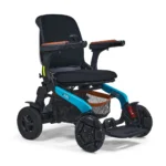 Golden Ally Pro GP304 displaying its blue frame, armrests, front suspension, and unique wheel design.